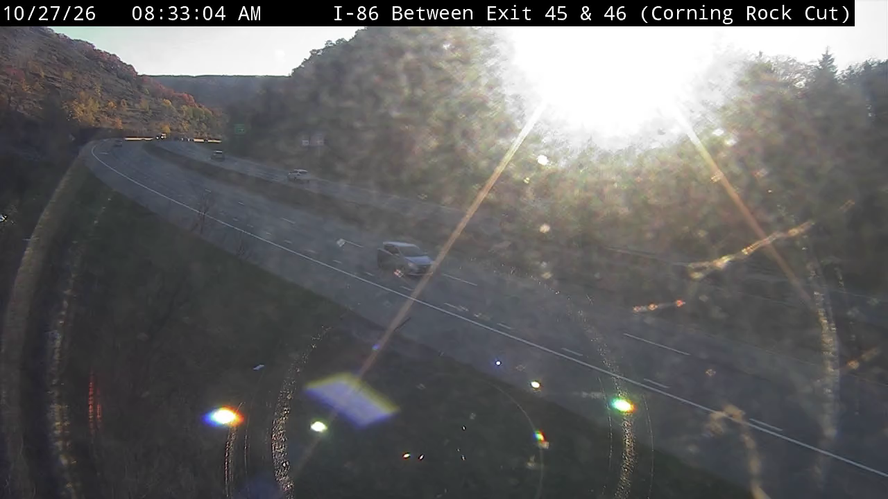 I-86 at Corning Rock Cut (between Exit 45-46 Westbound) live camera view