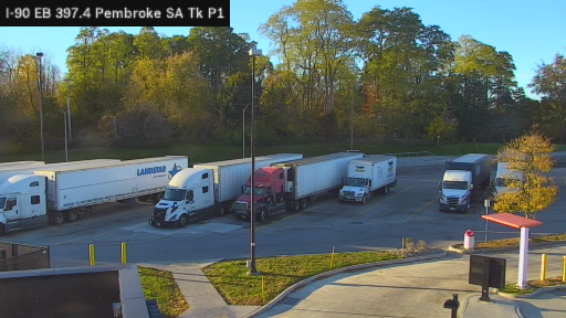 I-90 MP 397.40 EB at Pembroke Service Area Truck Park 1 live camera view